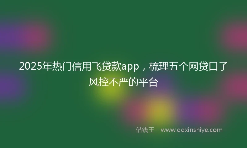 2025年热门信用飞贷款app，梳理五个网贷口子风控不严的平台