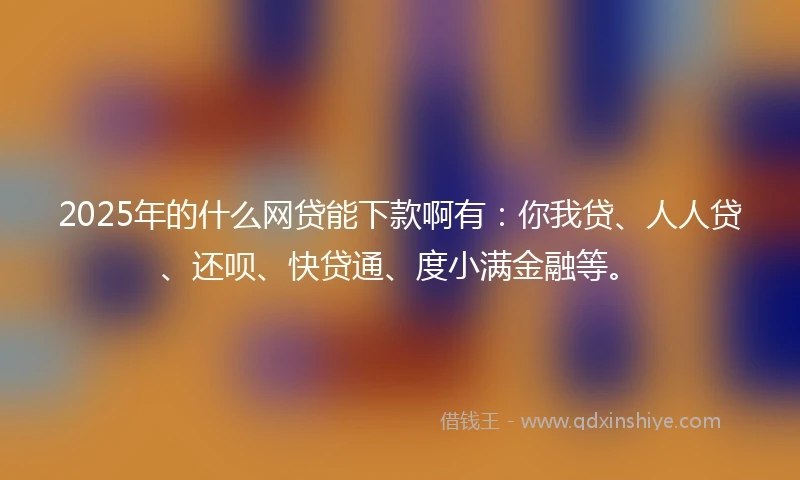 2025年的什么网贷能下款啊有：你我贷、人人贷、还呗、快贷通、度小满金融等。
