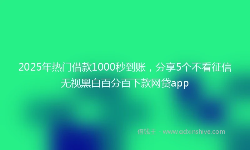 2025年热门借款1000秒到账，分享5个不看征信无视黑白百分百下款网贷app
