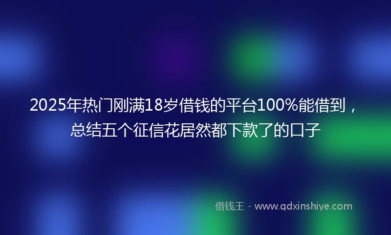 2025年热门刚满18岁借钱的平台100%能借到，总结五个征信花居然都下款了的口子