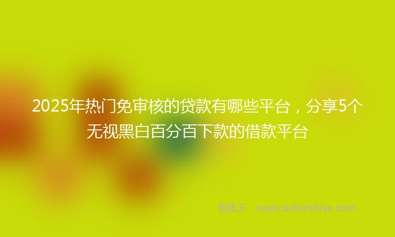 2025年热门免审核的贷款有哪些平台，分享5个无视黑白百分百下款的借款平台