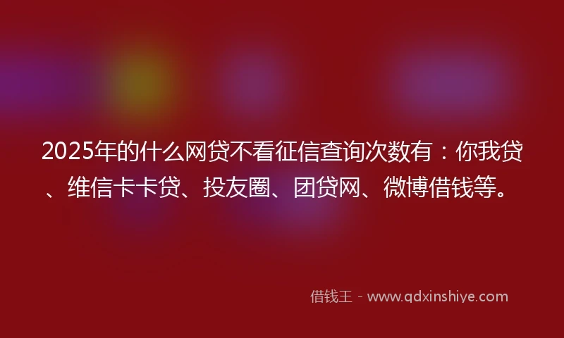 2025年的什么网贷不看征信查询次数有：你我贷、维信卡卡贷、投友圈、团贷网、微博借钱等。