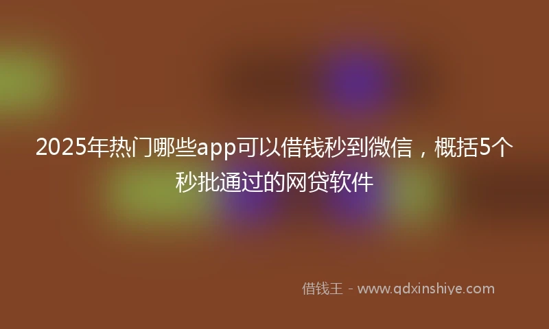 2025年热门哪些app可以借钱秒到微信，概括5个秒批通过的网贷软件
