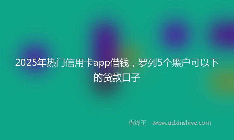 2025年热门信用卡app借钱，罗列5个黑户可以下的贷款口子