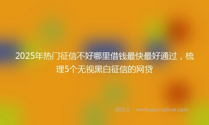 2025年热门征信不好哪里借钱最快最好通过，梳理5个无视黑白征信的网贷