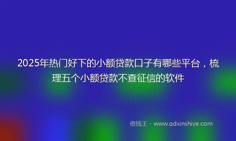 2025年热门好下的小额贷款口子有哪些平台，梳理五个小额贷款不查征信的软件