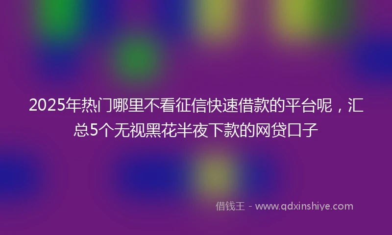 2025年热门哪里不看征信快速借款的平台呢，汇总5个无视黑花半夜下款的网贷口子
