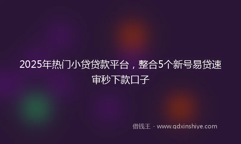 2025年热门小贷贷款平台，整合5个新号易贷速审秒下款口子
