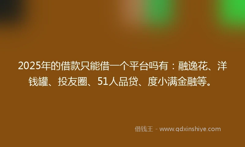 2025年的借款只能借一个平台吗有：融逸花、洋钱罐、投友圈、51人品贷、度小满金融等。