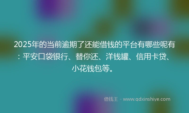 2025年的当前逾期了还能借钱的平台有哪些呢有：平安口袋银行、替你还、洋钱罐、信用卡贷、小花钱包等。