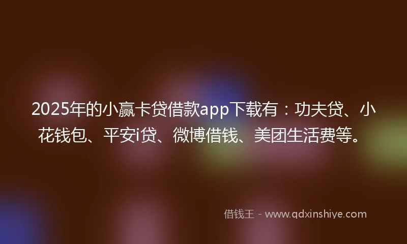 2025年的小赢卡贷借款app下载有：功夫贷、小花钱包、平安i贷、微博借钱、美团生活费等。