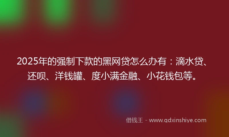 2025年的强制下款的黑网贷怎么办有：滴水贷、还呗、洋钱罐、度小满金融、小花钱包等。