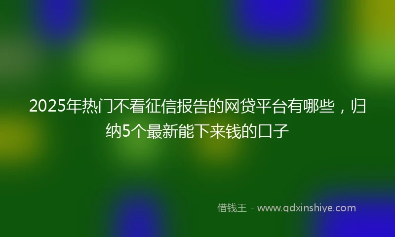 2025年热门不看征信报告的网贷平台有哪些，归纳5个最新能下来钱的口子