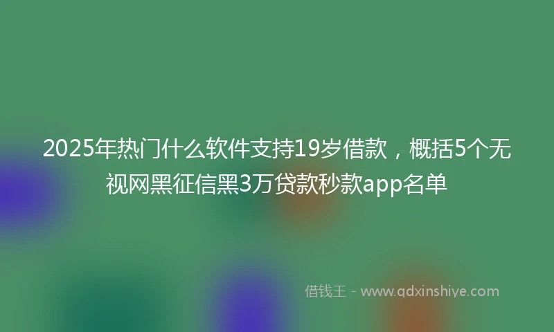 2025年热门什么软件支持19岁借款，概括5个无视网黑征信黑3万贷款秒款app名单