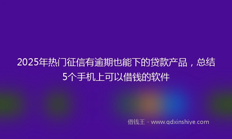 2025年热门征信有逾期也能下的贷款产品，总结5个手机上可以借钱的软件