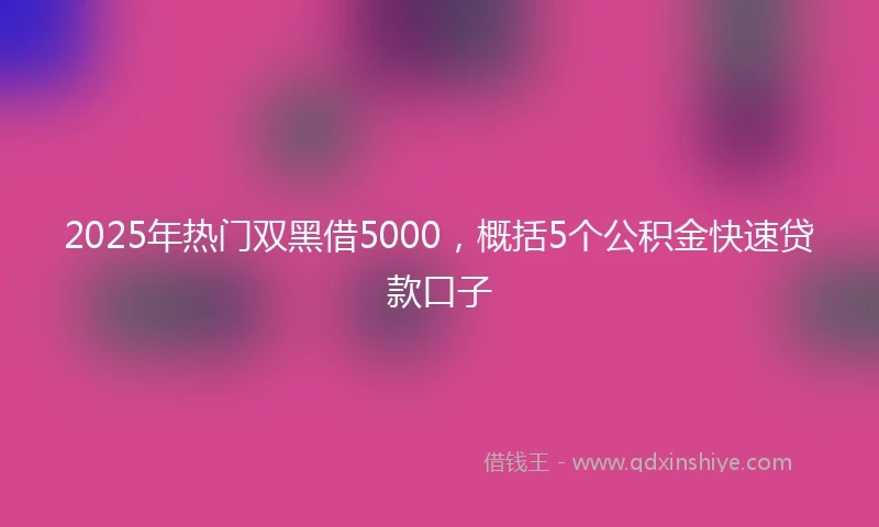 2025年热门双黑借5000，概括5个公积金快速贷款口子