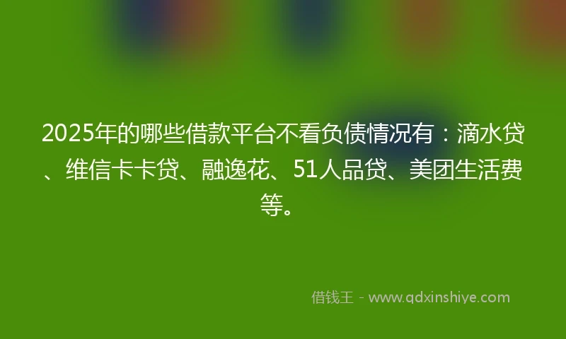 2025年的哪些借款平台不看负债情况有：滴水贷、维信卡卡贷、融逸花、51人品贷、美团生活费等。