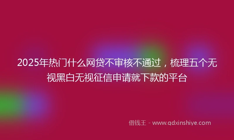 2025年热门什么网贷不审核不通过，梳理五个无视黑白无视征信申请就下款的平台