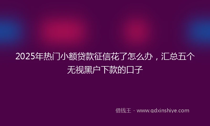 2025年热门小额贷款征信花了怎么办，汇总五个无视黑户下款的口子
