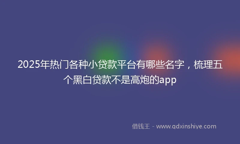 2025年热门各种小贷款平台有哪些名字，梳理五个黑白贷款不是高炮的app