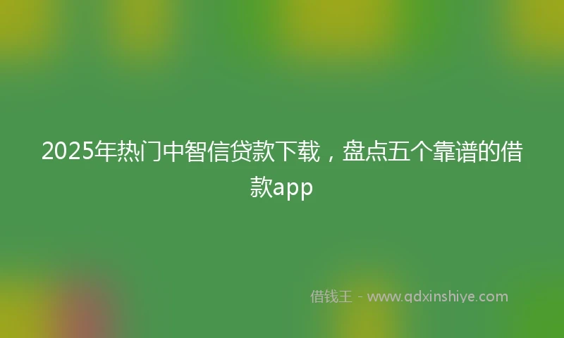 2025年热门中智信贷款下载，盘点五个靠谱的借款app