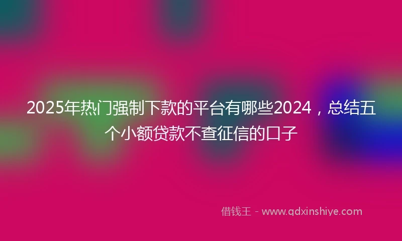 2025年热门强制下款的平台有哪些2024，总结五个小额贷款不查征信的口子
