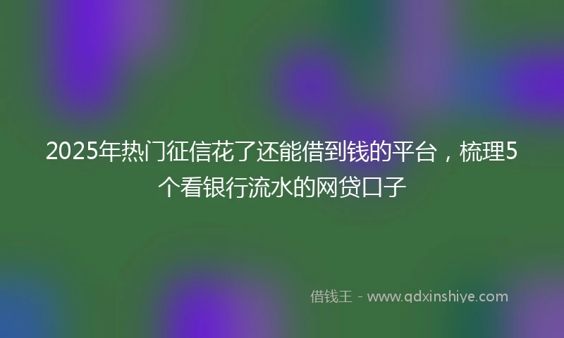 2025年热门征信花了还能借到钱的平台，梳理5个看银行流水的网贷口子