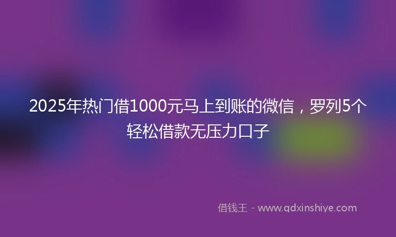 2025年热门借1000元马上到账的微信，罗列5个轻松借款无压力口子