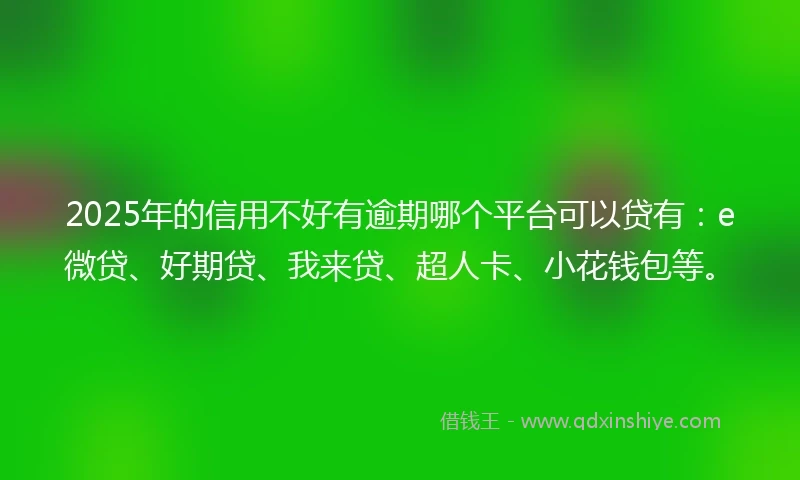 2025年的信用不好有逾期哪个平台可以贷有：e微贷、好期贷、我来贷、超人卡、小花钱包等。