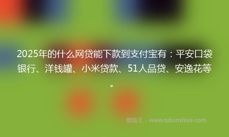 2025年的什么网贷能下款到支付宝有：平安口袋银行、洋钱罐、小米贷款、51人品贷、安逸花等。