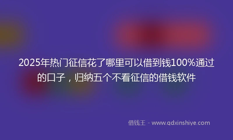2025年热门征信花了哪里可以借到钱100%通过的口子，归纳五个不看征信的借钱软件