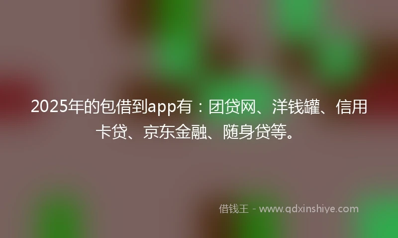 2025年的包借到app有：团贷网、洋钱罐、信用卡贷、京东金融、随身贷等。