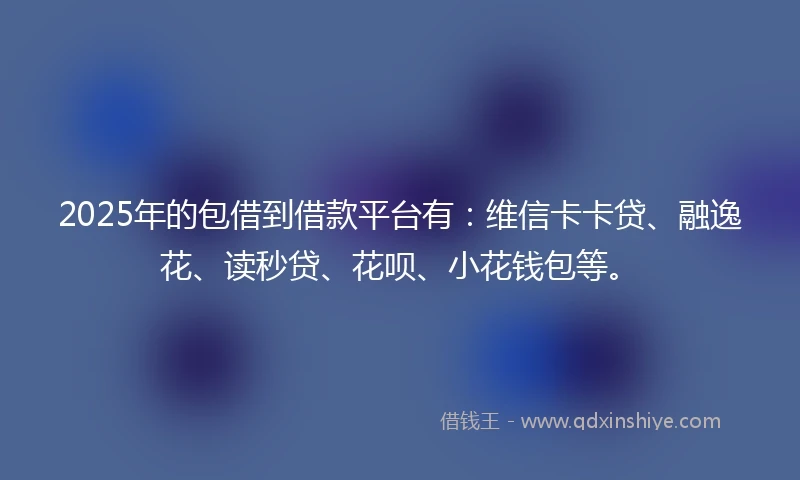 2025年的包借到借款平台有：维信卡卡贷、融逸花、读秒贷、花呗、小花钱包等。