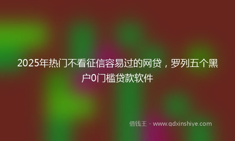 2025年热门不看征信容易过的网贷，罗列五个黑户0门槛贷款软件