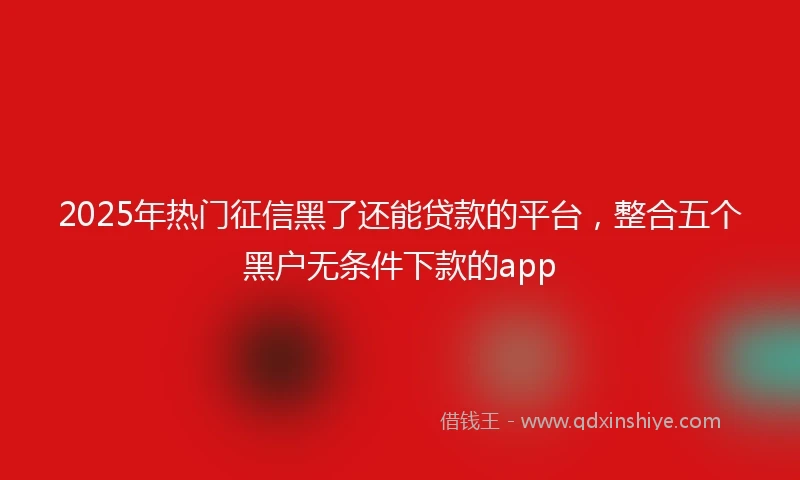 2025年热门征信黑了还能贷款的平台，整合五个黑户无条件下款的app