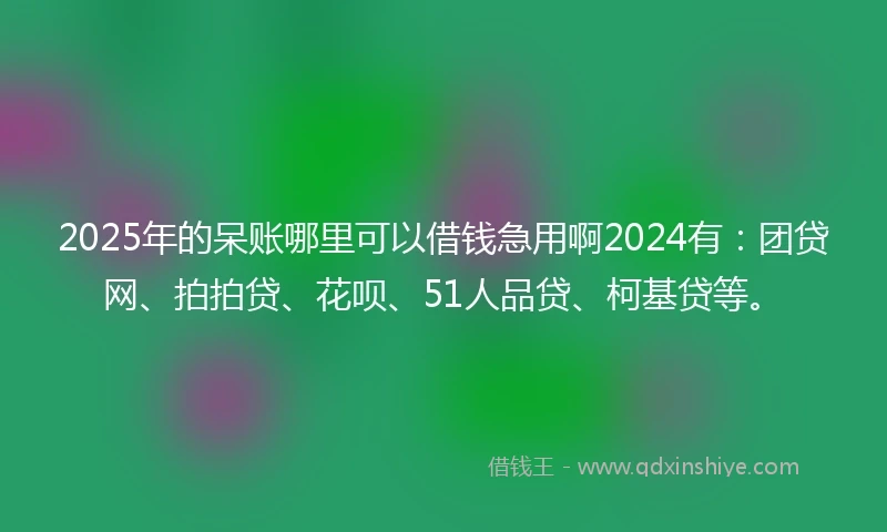 2025年的呆账哪里可以借钱急用啊2024有：团贷网、拍拍贷、花呗、51人品贷、柯基贷等。