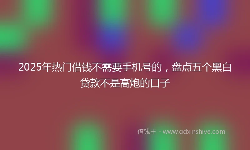 2025年热门借钱不需要手机号的，盘点五个黑白贷款不是高炮的口子