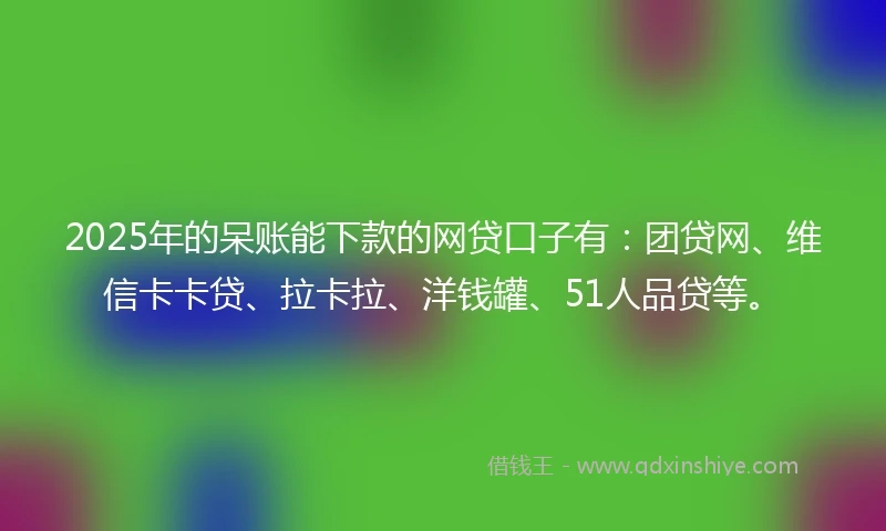 2025年的呆账能下款的网贷口子有：团贷网、维信卡卡贷、拉卡拉、洋钱罐、51人品贷等。