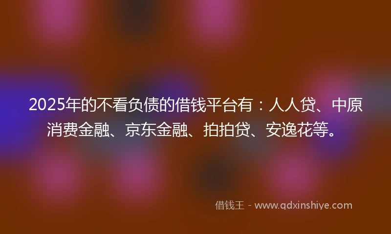 2025年的不看负债的借钱平台有：人人贷、中原消费金融、京东金融、拍拍贷、安逸花等。