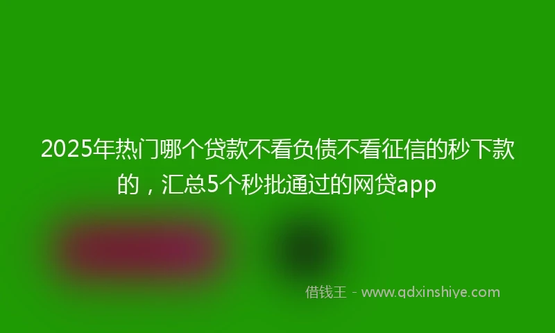 2025年热门哪个贷款不看负债不看征信的秒下款的，汇总5个秒批通过的网贷app