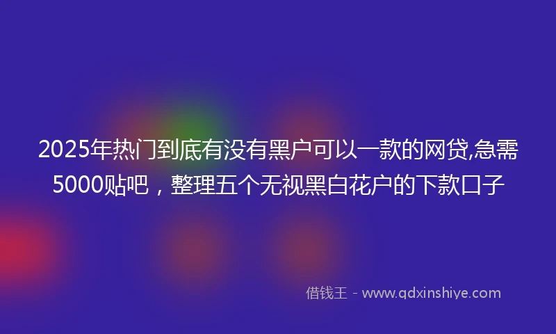 2025年热门到底有没有黑户可以一款的网贷,急需5000贴吧，整理五个无视黑白花户的下款口子