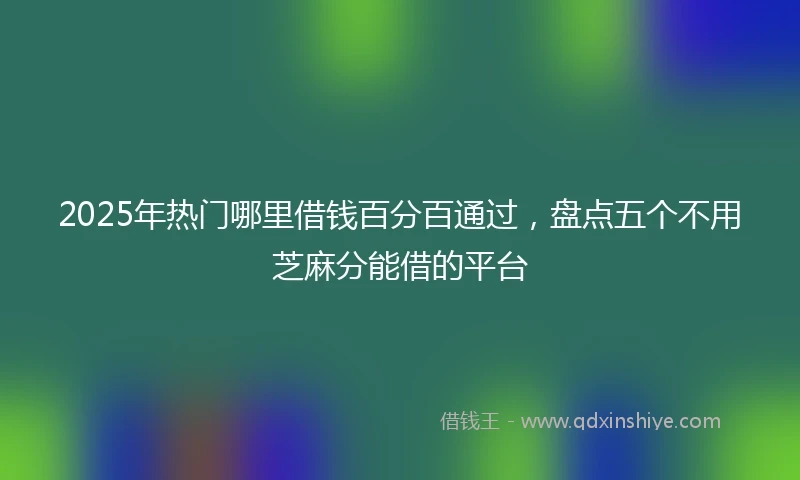 2025年热门哪里借钱百分百通过，盘点五个不用芝麻分能借的平台