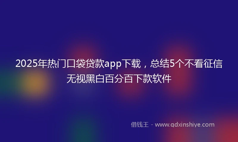 2025年热门口袋贷款app下载，总结5个不看征信无视黑白百分百下款软件