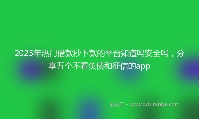 2025年热门借款秒下款的平台知道吗安全吗，分享五个不看负债和征信的app