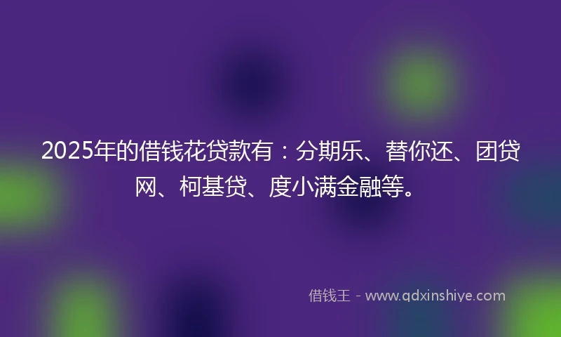 2025年的借钱花贷款有：分期乐、替你还、团贷网、柯基贷、度小满金融等。