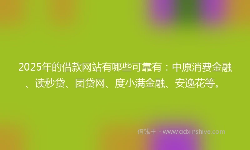 2025年的借款网站有哪些可靠有：中原消费金融、读秒贷、团贷网、度小满金融、安逸花等。