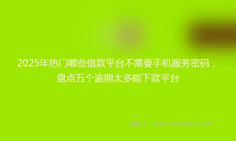 2025年热门哪些借款平台不需要手机服务密码，盘点五个逾期太多能下款平台
