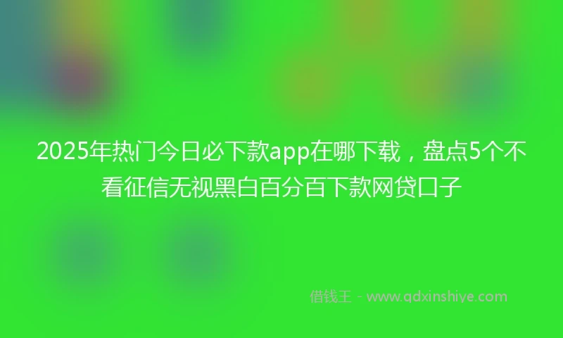 2025年热门今日必下款app在哪下载，盘点5个不看征信无视黑白百分百下款网贷口子