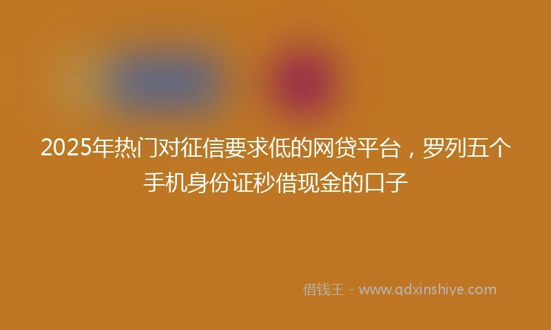2025年热门对征信要求低的网贷平台，罗列五个手机身份证秒借现金的口子
