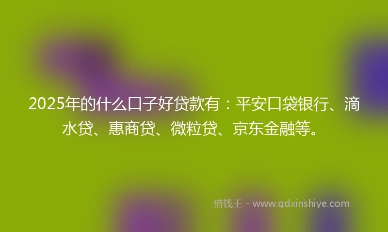 2025年的什么口子好贷款有：平安口袋银行、滴水贷、惠商贷、微粒贷、京东金融等。
